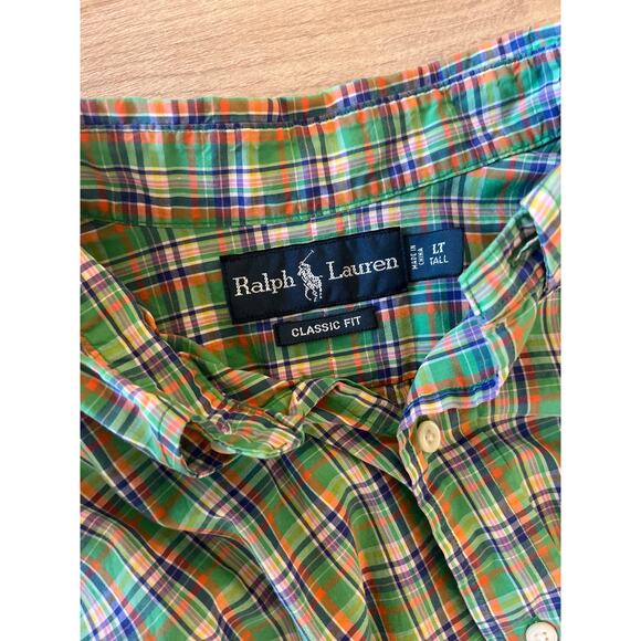 Ralph Lauren Blue Label Classic Fit Plaid Long Sleeve Button Down Top Size LT - Picture 3 of 7